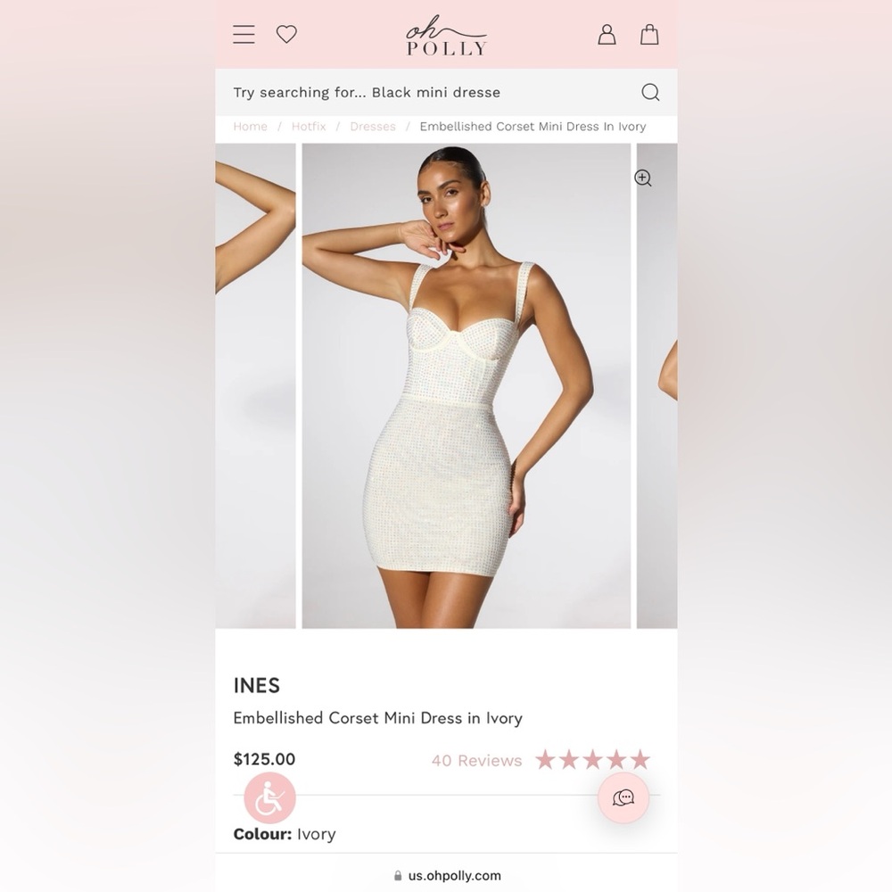 Oh Polly Ines Embellished Corset Mini Dress in Ivory